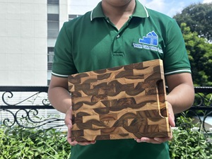 <b>Wooden</b> Rectangle Chopping Block Anti-Slip Single <b>Piece</b> Package Made in VietNam - Product Image 3