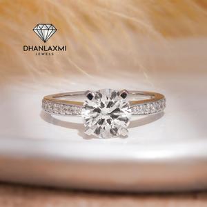 18K Gold Lab Grown Diamond Ring 1.05 Carat Round Brilliant Half Eternity Wedding Band Women Fine Jewelry Wholesale Export Luxury - Product Image 1