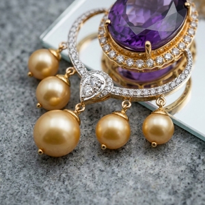 Bijoux en or 9k, 10k, 14k, 18k avec diamants de laboratoire et pierre violette, magnifiques bijoux luxueux pour filles et femmes - Product Image 4