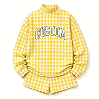 Ensemble de survêtement oversize à manches longues de qualité supérieure, imprimé sur mesure, style preppy, tenue deux pièces, vêtements de printemps et d'été