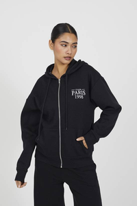 Sweat à capuche zippé pour femme, personnalisé, hiver, 100% coton, logo sur le devant, manches longues, couleur unie, poignets côtelés extensibles, couverture complète - Product Image 4