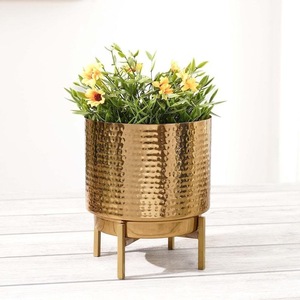 Pot de fleurs, jardinière, vase, support de plantes en laiton martelé, durable, écologique, moderne et personnalisé ILAHI's ICOMP-13344 1kg - Product Image 1