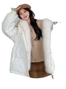 2025 chaqueta de bombardero delgada de pato blanco claro para mujer nueva moda transpirable impermeable frío invierno acabado piel de oveja portátil - Product Image 3