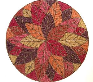 Luxury Handmade Beaded Placemat <b>Round</b> 14 Inch Purple Floral <b>Table</b> <b>Mat</b> Decorative Dining <b>Table</b> Decor Craftera Exports - Product Image 2
