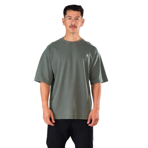 Camiseta de Manga Corta Gris Lavada para Hombre, Cómoda, de Algodón Premium, Informal, Moderna, para Gimnasio, Venta al Por Mayor - Product Image 1