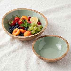 Juego de Tazones para Servir de Madera de Mango Esmaltada en Azul Marino, Tazón Redondo de Madera para Frutas y Ensaladas, Vajilla de Lujo para la Mesa de Cocina - Product Image 3