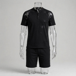 2026 Wholesale Summer Men's Casual Shorts <b>Set</b> Plain Color Solid 100% Cotton Jersey Quick Dry Knitted Customized Logo <b>Twin</b> <b>Set</b> - Product Image 3