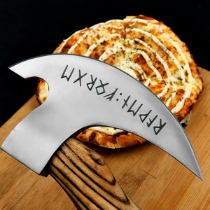 Handmade Viking Pizza Cutter with Rosewood <b>Handle</b> - Super Sharp Carbon Steel <b>Axe</b> Blade, Pizza <b>Axe</b> with Sheath - Product Image 3