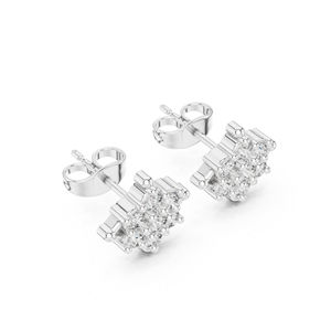 Boucles d'oreilles pour femmes en or blanc 14 carats avec diamants de laboratoire ronds pour un usage quotidien |   Nouveau diamant cultivé - Product Image 6