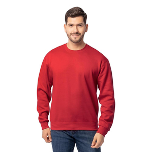 Sweat-shirt unisexe rouge à col rond, 100% coton molletonné, coupe ample, manches longues, couleur unie, décontracté, pour l'automne - Product Image 1