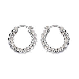 womens 18mm sterling silver 925 hoop <b>earrings</b> bohemian style silver plated polished round loops elegant anniversary gift wire - Product Image 1