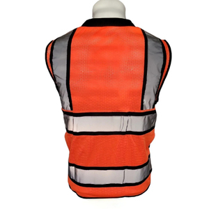 Chaleco de Seguridad de Alta Visibilidad para Hombre, Color Naranja, Malla Reflectante, Ropa de Trabajo de Poliéster, Múltiples Bolsillos, Cierre de Cremallera, para Trabajadores de la Construcción y Seguridad - Product Image 4