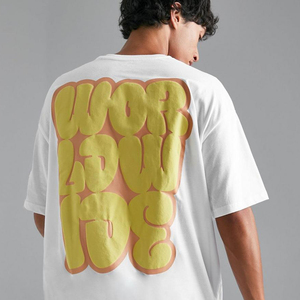 High Quality Raised Puff Print T Shirt Oversized Streetwear Custom Graphic Cotton Fashion <b>Tee</b> - Product Image 4