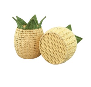Panier de rangement en rotin ananas tressé à la main, boîte organisatrice créative en forme de fruits pour la décoration tropicale de la maison - Product Image 2
