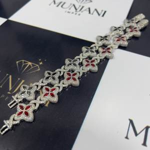 Nuevo Estilo, Joyería Hip-Hop de 8mm, Cadena Colorida con Trébol de Cuatro Hojas, Plata S925, Diamante Moissanita VVS, Pulsera de Cadena Cubana para Mujer - Product Image 4