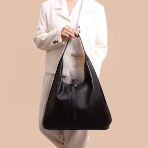 Sac à bandoulière en cuir véritable pour femme, grande capacité, sac hobo souple, élégant, professionnel, à deux fermetures éclair, pour le quotidien - Product Image 6