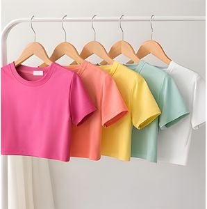 Camiseta Corta de Algodón para Mujer, Marca Privada, Corte Ajustado, Manga Corta, Fabricante de Tops Femeninos - Product Image 3