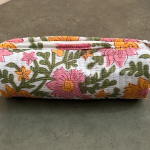 Petite trousse à cosmétiques indienne à motifs floraux, en coton matelassé, pour crayons, stylos, mini-pinceaux de maquillage, rangement pour rouges à lèvres, trousse à crayons - Product Image 4