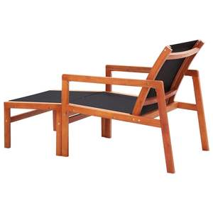 Chaise de jardin moyenne en bois d'eucalyptus massif noir, couleur bois naturel, durable et élégante - Product Image 4