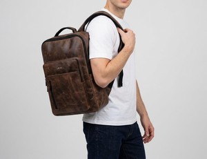 Mochila para Portátil Unisex de Cuero Genuino Personalizada al por Mayor, con Cierre Antirrobo, Diseño de Letras, Impermeable, para Viajes y Escuela, LBK-0130 - Product Image 2