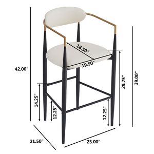 Set di 2 Sgabelli da Bar Alti, Rivestiti in Ecopelle Beige, con Base in Ferro Nero per Isola Cucina - Product Image 3