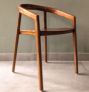 Silla de comedor de madera maciza con acabado en color marrón oscuro y asiento o cojín de madera para comedor - Product Image 5