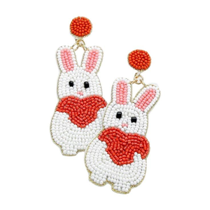 Boucles d'oreilles pendantes légères et tendance en forme de carotte de Pâques, perlées et colorées, pour femme et fille, cadeau de Pâques joyeux, par MULTI CRAFT - Product Image 2
