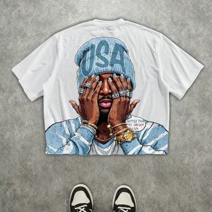 T-shirt surdimensionné à imprimé graphique tendance, style streetwear, vêtements décontractés d'été pour hommes - Product Image 1