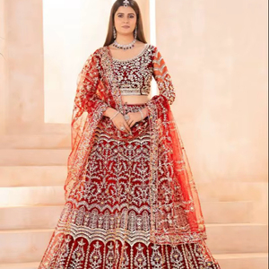 Ramdev Trading - Vestido de Novia Tradicional de Talla Grande con Red de Mariposas, Hecho con Materiales Reciclados Ecológicos y Modernos, para Bodas y Fiestas - Product Image 1