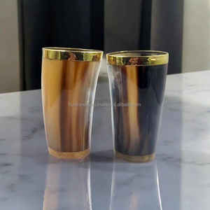 Verre à vin artisanal en corne de buffle naturelle, écologique, pour bière et vin, cadeau de Noël avec bord doré pour les fêtes - Product Image 4