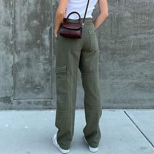 Jeans cargo taille haute XL pour femmes, coupe décontractée, pantalon en denim baggy Y2K avec poches, jambe droite et large, style petit ami, respirant - Product Image 1