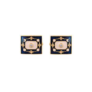 Mancuernillas Rectangulares de Lujo con Baño de Oro y Esmalte Azul Marino para Hombre, Accesorios para Camisa Formal, Regalo de Boda o Negocios - Product Image 2
