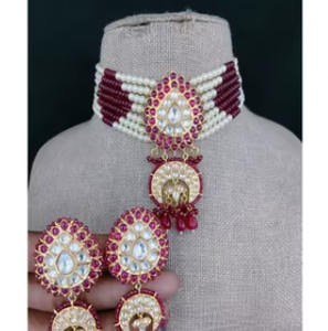 Ensemble ras du cou élégant classique en perles Ensemble de mariée en or de luxe pour mariage et bijoux de mode Kundan pour cadeau - Product Image 2