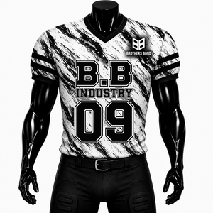Wholesale Sublimation Printed Polyester <b>White</b> <b>Black</b> <b>Football</b> Jersey Breathable Mesh Moisture Wicking V-neck Short Sleeve Elastic - Product Image 1