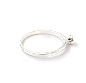 Handmade Silver 925 <b>Ring</b> With Small Round Black Onyx Stone Plain <b>Thin</b> Stacking Band Daily Wear Jewelry - Product Image 3