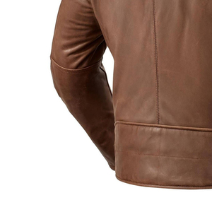 Chaqueta de cuero marrón vintage estilo retro con cremallera, abrigos cálidos de invierno a prueba de viento, chaqueta de moda para hombre. - Product Image 1