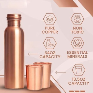 Botella de Agua de Cobre Premium, Portátil, a Prueba de Fugas, Diseño Minimalista para Viajes y Gimnasio - Product Image 2