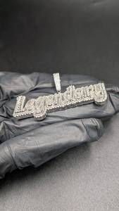 Pendentif Plaque Nominative Personnalisée Moissanite Iced Out en Argent Sterling 925, Lettres Audacieuses, Bijou Hip Hop Personnalisé - Product Image 5