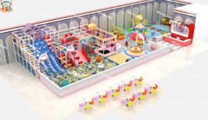 Wejoy-Terrain de jeu intérieur arc-en-ciel avec toboggans muraux, canons à billes, zone de jeu souple, piscine à balles et carrousel pour enfants - Product Image 6