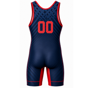 Combinaison de lutte sublimée rouge marine pour hommes, uniforme de lutte en polyester sans manches, vêtements de sport pour l'entraînement et la compétition - Product Image 3