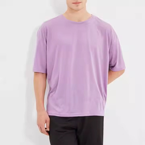 T-shirt Homme Violet Clair Grande Taille 2025 – Nouvelle Collection – Personnalisable avec Logo Imprimé – Design Uni Confortable Coupe Slim Décontractée Manches Courtes - Product Image 4