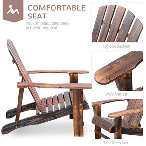Sedia Adirondack con Poggiapiedi, Comoda Sedia Pieghevole in Resina Effetto Legno per Giardino e Terrazza - Product Image 5