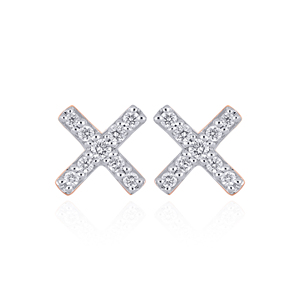 Boucles d'oreilles clous en or rose plaqué avec diamants naturels taille brillant rond, bijoux minimalistes pour femme au quotidien - Product Image 1