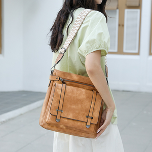 Vintage PU Leather <b>Crossbody</b> Bag Women Shoulder Satchel Zipper Flap <b>Purse</b> for Travel Daily Use - Product Image 3