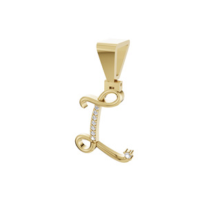 Pendentif en or 14 carats pour femme Aarinya avec initiale calligraphique 'L' en diamant de laboratoire taille brillant certifié IGI - Product Image 3