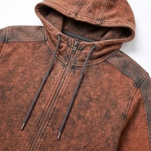 Conjunto Deportivo para Hombre con Efecto Desgastado, Chaqueta con Capucha y Cremallera Completa, Pantalones Jogger a Juego, Ropa Urbana y Moderna de Dos Piezas - Product Image 4