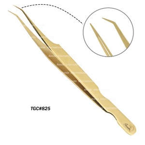 מקצועי פלזמה טיטניום זהב פינצטה עפעף בעבודת יד יפני נירוסטה 45 זוויתי קצה קצה מחודד Aveda - Product Image 2