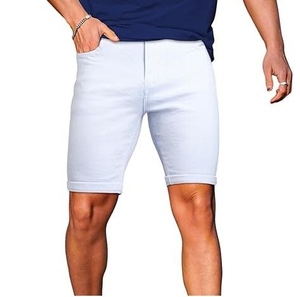 Shorts de Mezclilla para Hombre, Corte Recto, Cintura Media, Lavado Ácido, Casuales, Verano, Algodón Tejido Transpirable, 340g, con Bolsillos - Product Image 3