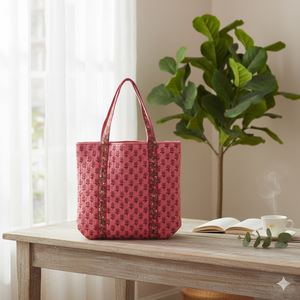 Floral Printed Quilted Reversible Handmade Tote <b>Bag</b> <b>Long</b> Handle Zipper Closure Shopping Travel Supermarket Daily Use - Product Image 4