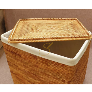 <b>Rectangular</b> wicker laundry <b>basket</b> with lid and cotton lining - Product Image 3